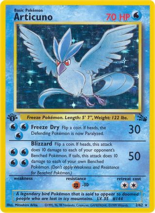 Articuno (2) 002/62 - Unlimited Holofoil Fossil - Holo Rare