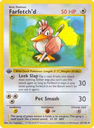 Farfetch'd 027/102 - 1st Edition Base Set Shadowless - Uncommon