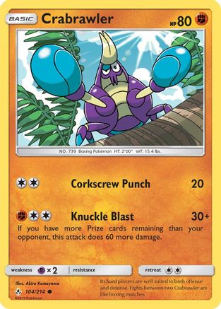 Crabrawler 104/214 - Reverse Holofoil SM Unbroken Bonds - Common