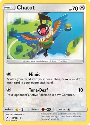 Chatot 162 - Reverse Holofoil SM Unbroken Bonds - Uncommon