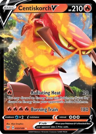 Centiskorch V 033/189 - Holofoil SWSH03 Darkness Ablaze - Ultra Rare