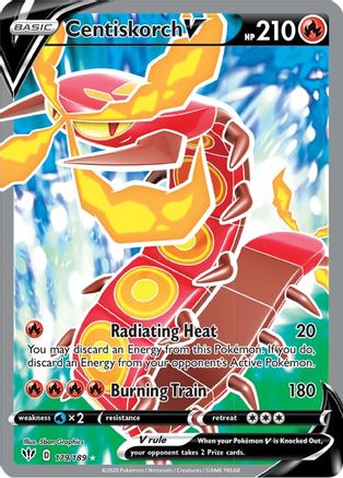 Centiskorch V (Full Art) 179/189 - Holofoil SWSH03 Darkness Ablaze - Ultra Rare