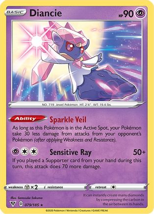 Diancie 079/185 - Reverse Holofoil SWSH04 Vivid Voltage - Holo Rare