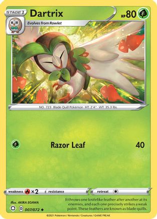 Dartrix 007/072 - Reverse Holofoil Shining Fates - Uncommon