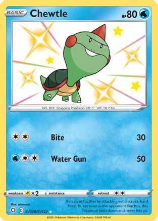 Chewtle SV028/SV122 - Holofoil Shining Fates Shiny Vault - Shiny Holo Rare