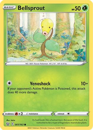 Bellsprout 001/163 - Reverse Holofoil SWSH05 Battle Styles - Common