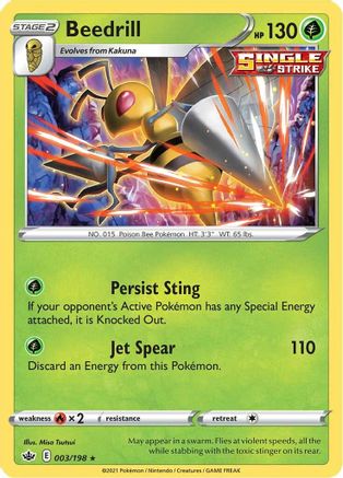 Beedrill 003/198 - Reverse Holofoil SWSH06 Chilling Reign - Holo Rare