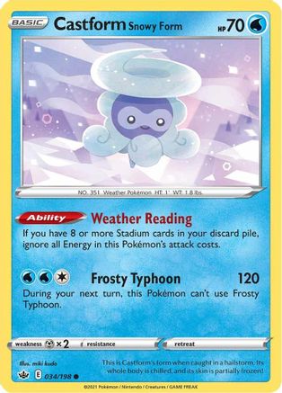 Castform Snowy Form 034/198 SWSH06 Chilling Reign - Common
