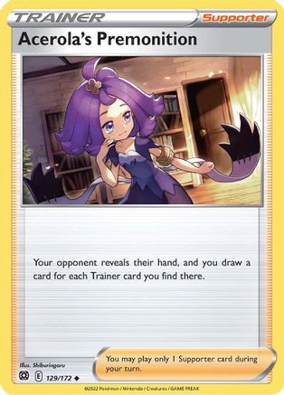 Acerola's Premonition 129/172 - Reverse Holofoil SWSH09 Brilliant Stars - Uncommon