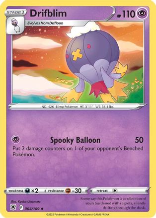 Drifblim 064/189 - Reverse Holofoil SWSH10 Astral Radiance - Uncommon