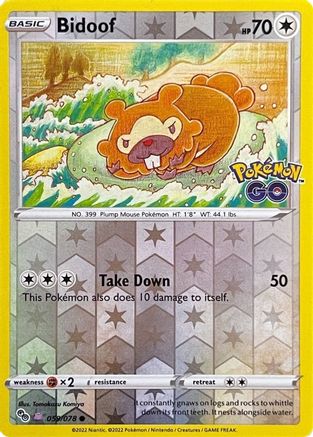 Bidoof (Peelable Ditto) 059/078 - Reverse Holofoil Pokemon GO - Common