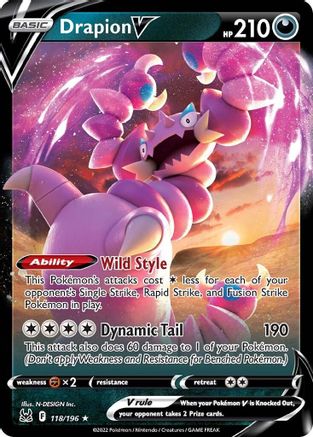Drapion V 118/196 - Holofoil SWSH11 Lost Origin - Ultra Rare