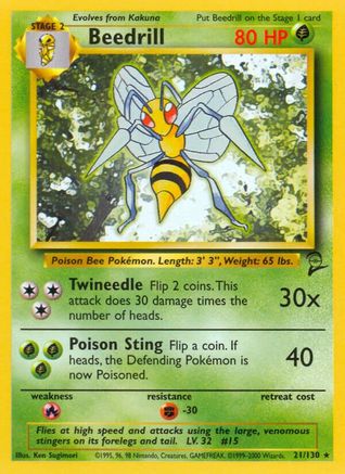 Beedrill 021/130 Base Set 2 - Rare