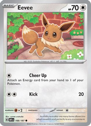 Eevee 166/197 - Reverse Holofoil SV03 Obsidian Flames - Common