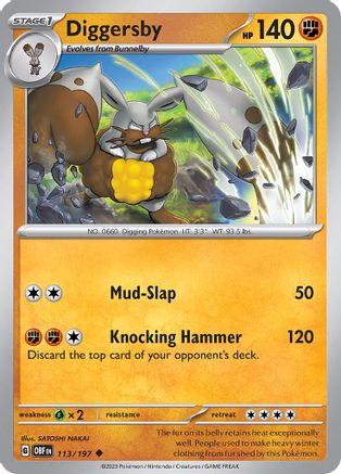 Diggersby 113/197 - Reverse Holofoil SV03 Obsidian Flames - Uncommon