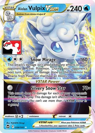 Alolan Vulpix VSTAR 034 - Holofoil Prize Pack Series Cards - Ultra Rare