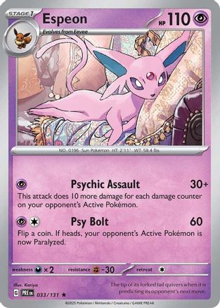 Espeon 033/131 - Reverse Holofoil SV Prismatic Evolutions - Rare