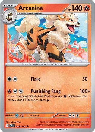 Arcanine 028 - Reverse Holofoil SV10 Destined Rivals - Uncommon