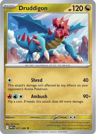 Druddigon 069/086 - Reverse Holofoil SV White Flare - Uncommon