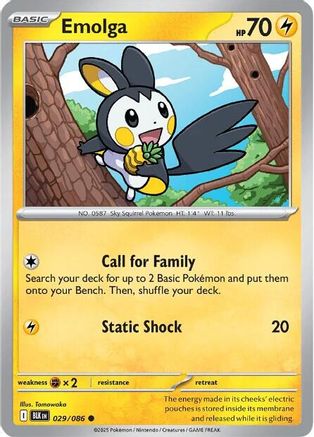 Emolga 032/086 - Reverse Holofoil SV Black Bolt - Common
