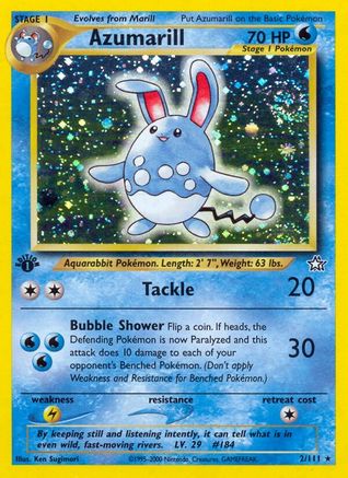 Azumarill 002/111 - 1st Edition Holofoil Neo Genesis - Holo Rare