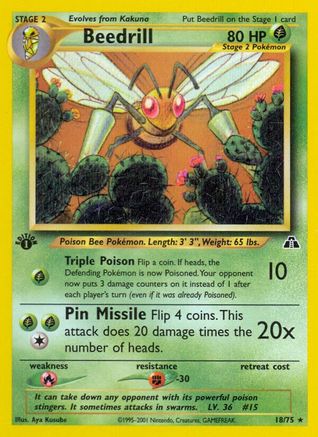 Beedrill 018/75 - 1st Edition Neo Discovery - Rare