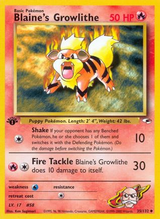 Blaine's Growlithe (35) 035/132 - Unlimited Gym Heroes - Uncommon