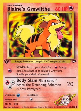Blaine's Growlithe 062/132 - 1st Edition Gym Challenge - Common
