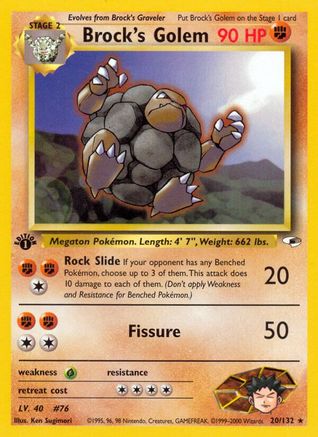Brock's Golem 020/132 - Unlimited Gym Heroes - Rare