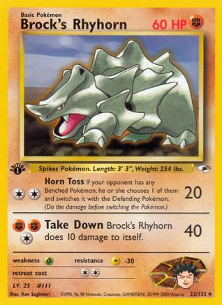 Brock's Rhyhorn (22) 022/132 - Unlimited Gym Heroes - Rare