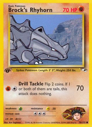 Brock's Rhyhorn (70) 070/132 - 1st Edition Gym Heroes - Common