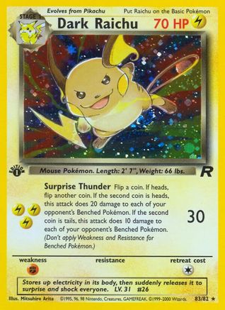 Dark Raichu 083/82 - 1st Edition Holofoil Team Rocket - Secret Rare