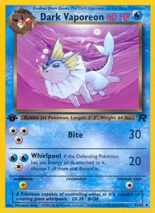 Dark Vaporeon 045/82 - Unlimited Team Rocket - Uncommon