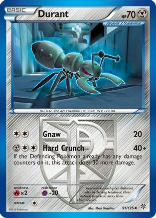 Durant (Team Plasma) (91) 091/135 - Reverse Holofoil Plasma Storm - Uncommon