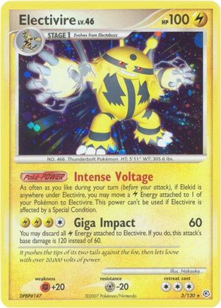 Electivire 003/130 - Reverse Holofoil Diamond and Pearl - Holo Rare