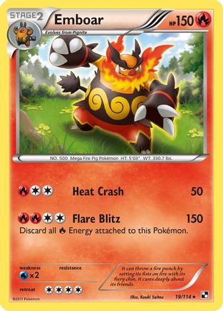 Emboar (19) 019/114 - Reverse Holofoil Black and White - Holo Rare