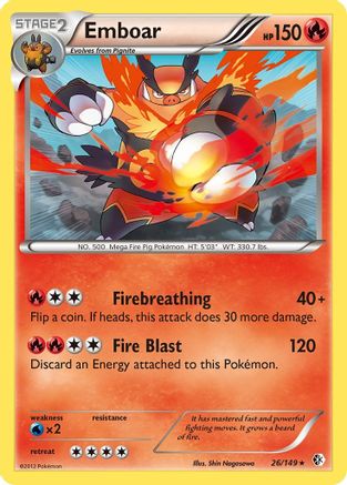 Emboar 026 - Reverse Holofoil Boundaries Crossed - Holo Rare