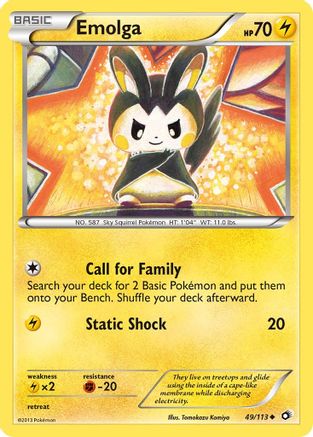 Emolga 049/113 - Reverse Holofoil Legendary Treasures - Uncommon