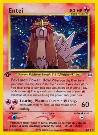 Entei (6) 006/64 - 1st Edition Holofoil Neo Revelation - Holo Rare