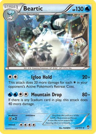 Beartic 022 - Reverse Holofoil XY Furious Fists - Rare