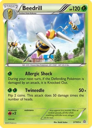 Beedrill 003/160 - Reverse Holofoil XY Primal Clash - Rare