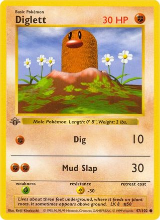 Diglett 047/102  - Unlimited Base Set Shadowless - Common