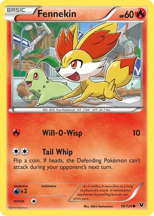 Fennekin (10) 010/124  - Reverse Holofoil XY  Fates Collide - Common