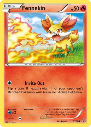 Fennekin (11) 011/124  - Reverse Holofoil XY  Fates Collide - Common