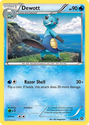 Dewott 031/114  - Reverse Holofoil XY  Steam Siege - Uncommon