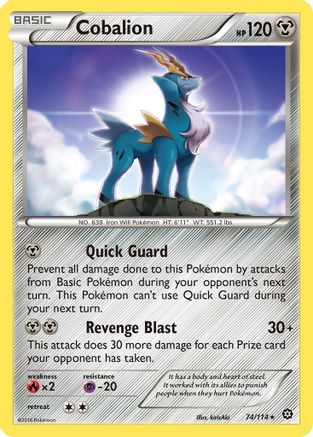 Cobalion 074/114  - Reverse Holofoil XY  Steam Siege - Rare