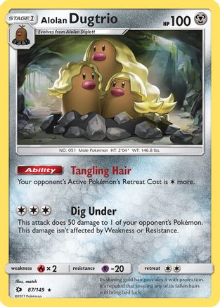 Alolan Dugtrio 087/149  - Holofoil SM Base Set - Holo Rare