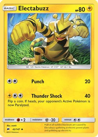 Electabuzz 042  SM  Burning Shadows - Uncommon