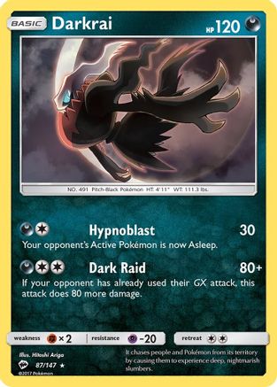 Darkrai 087/147  - Reverse Holofoil SM  Burning Shadows - Holo Rare