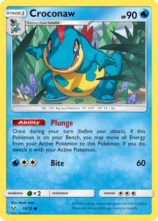 Croconaw 019/73  - Reverse Holofoil Shining Legends - Common
